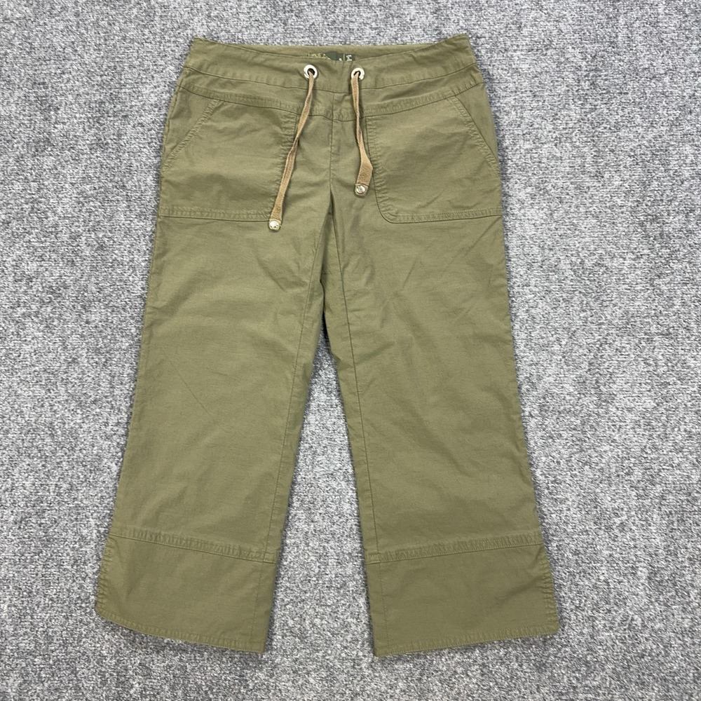 PrAna Pants Womens Small Green Capri Straight Drawstring Stretch Hiking Casual